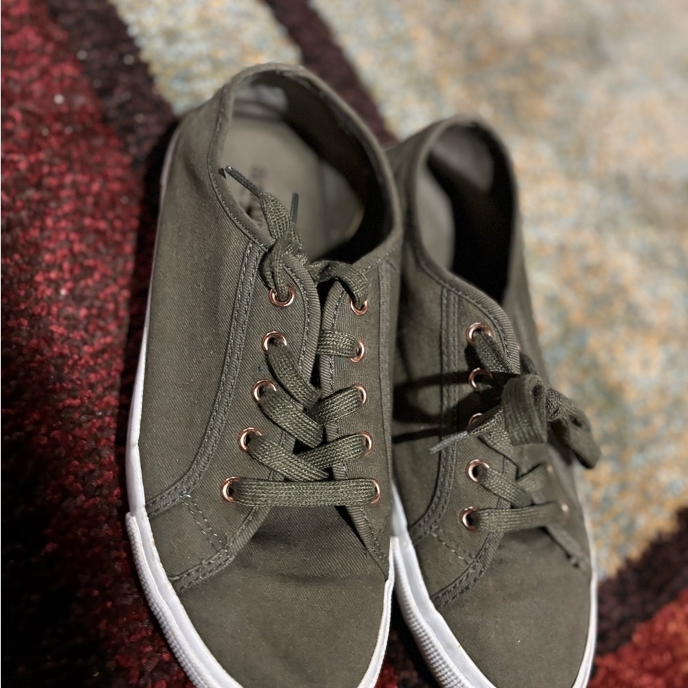 Olive Green Canvas Sneakers